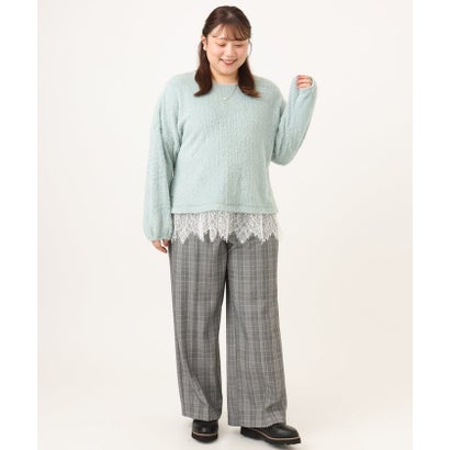 【WEB先行販売】【大きいサイズ】フラッフィーレースドッキングトップス （ダークブラウン）｜詳細画像