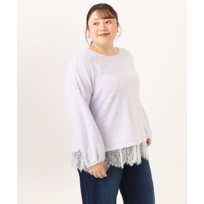 【WEB先行販売】【大きいサイズ】フラッフィーレースドッキングトップス （ダークブラウン）｜詳細画像