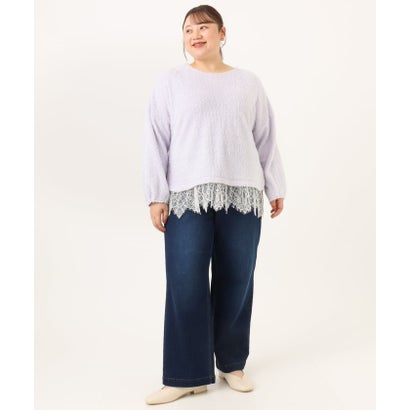 【WEB先行販売】【大きいサイズ】フラッフィーレースドッキングトップス （ダークブラウン）｜詳細画像