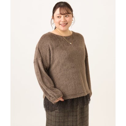 【WEB先行販売】【大きいサイズ】フラッフィーレースドッキングトップス （ダークブラウン）｜詳細画像