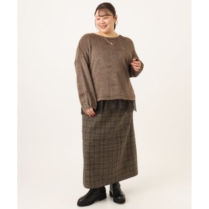 【WEB先行販売】【大きいサイズ】フラッフィーレースドッキングトップス （ダークブラウン）｜詳細画像