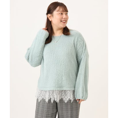 【WEB先行販売】【大きいサイズ】フラッフィーレースドッキングトップス （ダークブラウン）｜詳細画像