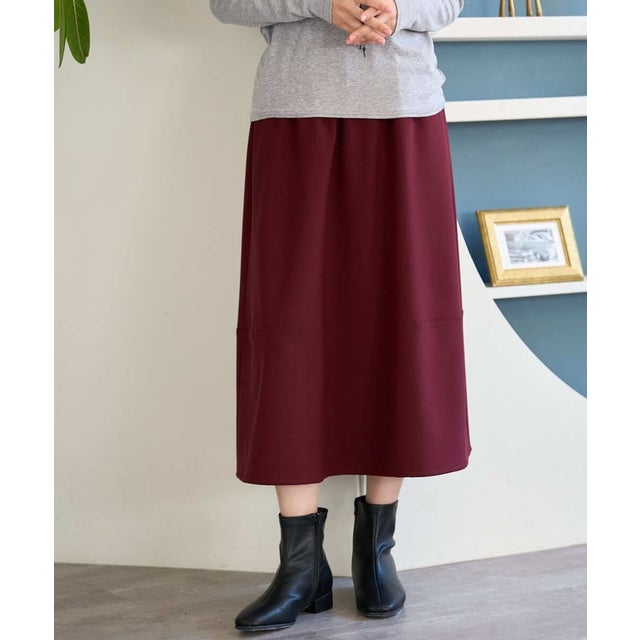 [洗える・日本製]2WAYツイル裏起毛スカート （パープル）