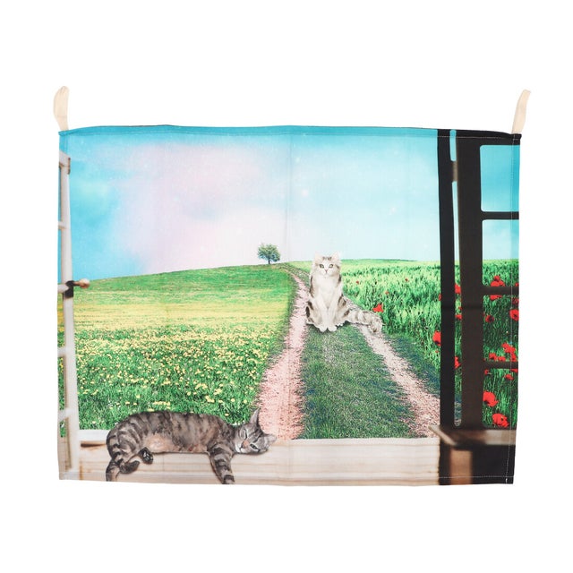 ファブリックポスター 窓に風景と猫デザイン （その他13）