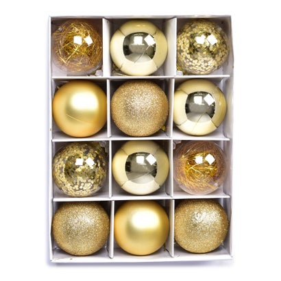 クリスマスツリー オーナメントボール 6cm 12個 セット クリスマスツリー オーナメント （ゴールド）｜詳細画像