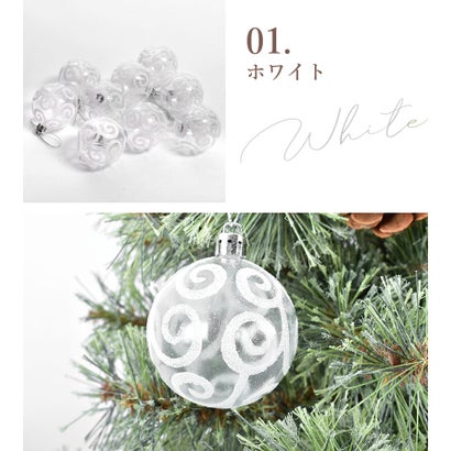 クリスマスツリー オーナメント柄付ボール 6cm 9個 セット クリスマスツリー オーナメント （ホワイト）｜詳細画像