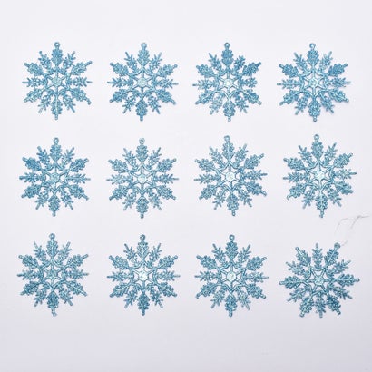 クリスマスツリー オーナメント 雪結晶 10cm 12個 セット クリスマスツリー オーナメント （ブルー）｜詳細画像
