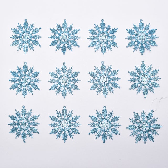 クリスマスツリー オーナメント 雪結晶 10cm 12個 セット クリスマスツリー オーナメント （ブルー）
