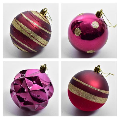 クリスマスツリー オーナメントボール 4cm 24個×8cm 6個 セット クリスマスツリー オーナメント （ワインレッド）｜詳細画像