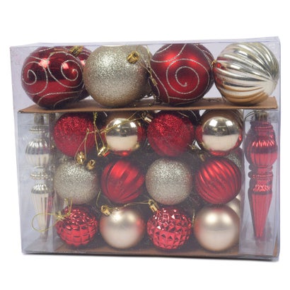 オーナメント 50PCS クリスマスツリー オーナメント （レッド×シャンパンゴールド）｜詳細画像