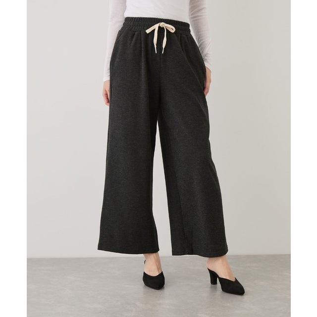 カシミヤタッチスムースワイドパンツ （ブラック）