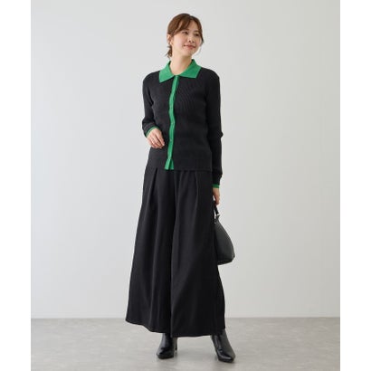 ジャイロ JAYRO 配色リブニット衿付きカーディガン （ブラック）｜詳細画像