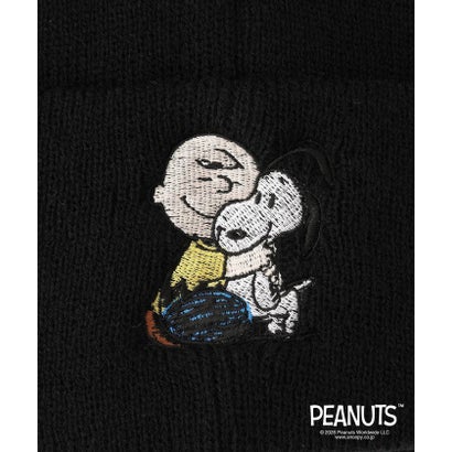 PEANUTS ワッペンニットキャップ （ブラック）｜詳細画像