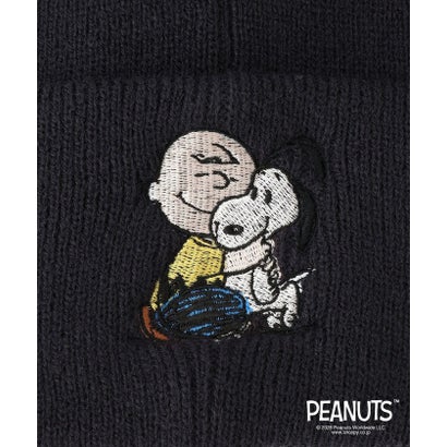 PEANUTS ワッペンニットキャップ （ブラック）｜詳細画像