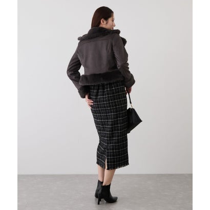 スエードライクエコファーライダースジャケット （グレー）｜詳細画像