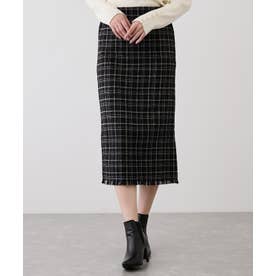 後ろスリットフリンジナロースカート （ブラック）