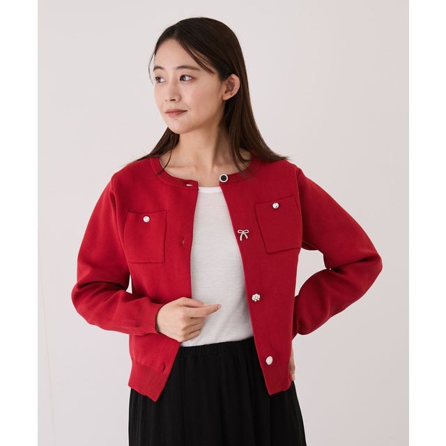 アソートボタンカーディガン （レッド）