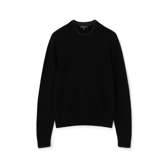 コントラストトリム カシミヤ クルーネックニット MISC3814 （19 ブラック）