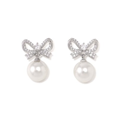 ジルバイジルスチュアート JILL by JILLSTUART Cubicリボンパールピアス （シルバー）｜詳細画像