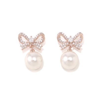 ジルバイジルスチュアート JILL by JILLSTUART Cubicリボンパールピアス （シルバー）｜詳細画像