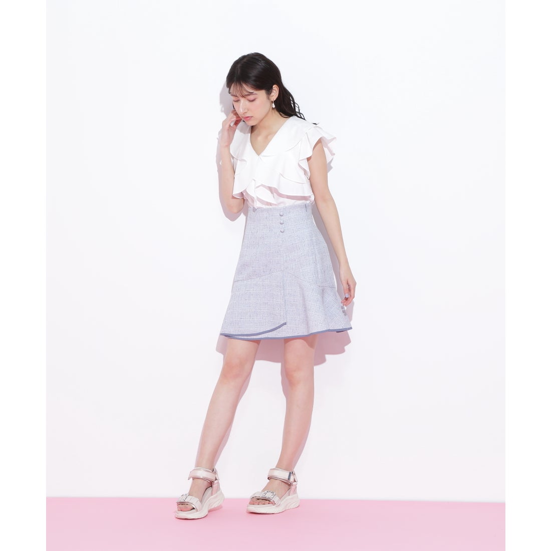 ジルバイジルスチュアート JILL by JILLSTUART 2WAYフリルブラウス 
