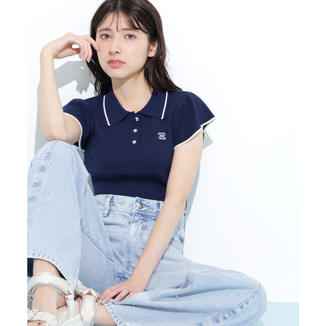 ジルバイジルスチュアート JILL by JILLSTUART フリル袖ポロニット