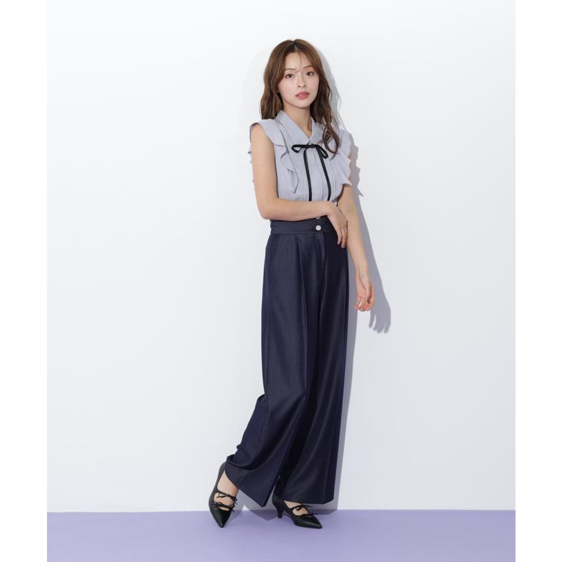ジルバイジルスチュアート JILL by JILLSTUART リボン付きピンタック 
