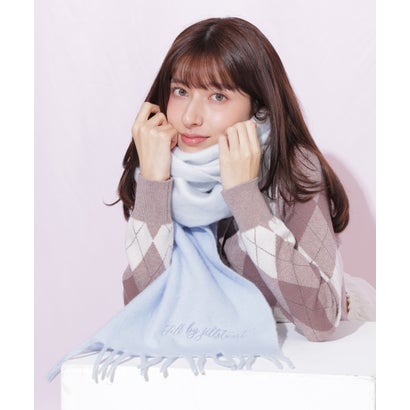 エンブロイダリーロゴフラッフィーストール／マフラー （ホワイト）｜詳細画像
