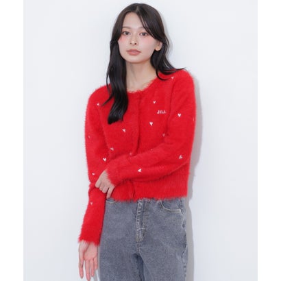 ハート刺繍フェザーカーディガン （モカ）｜詳細画像