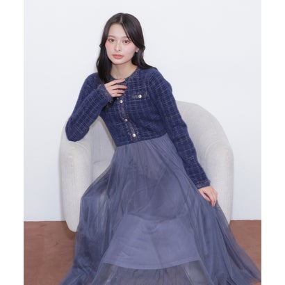 ジルバイジルスチュアート JILL by JILLSTUART ニットジャケットドッキングワンピース （ネイビー）｜詳細画像