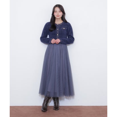ジルバイジルスチュアート JILL by JILLSTUART ニットジャケットドッキングワンピース （ネイビー）｜詳細画像
