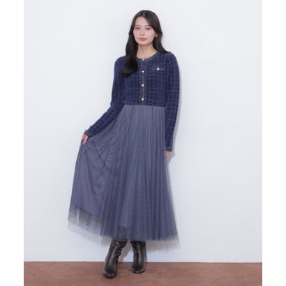 ジルバイジルスチュアート JILL by JILLSTUART ニットジャケットドッキングワンピース （ネイビー）｜詳細画像