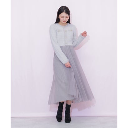 ジルバイジルスチュアート JILL by JILLSTUART ニットジャケットドッキングワンピース （グレー）｜詳細画像