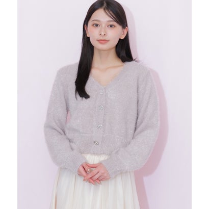 フィルムフェザーリボンボタンニット （チャコール1）｜詳細画像
