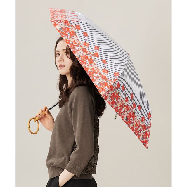 
                    【カタログ掲載・UVカット・晴雨兼用】オルタンシアプリント 折りたたみ傘 （オレンジ）