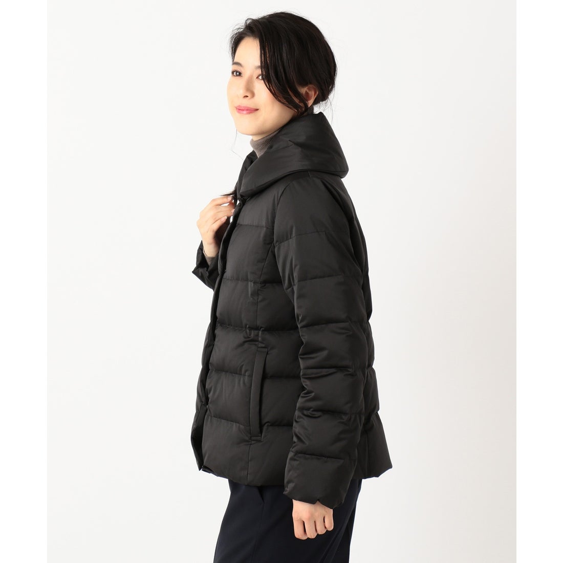 自由区 【洗える】サテンタフタ ショート丈ダウンコート （モノトーン 