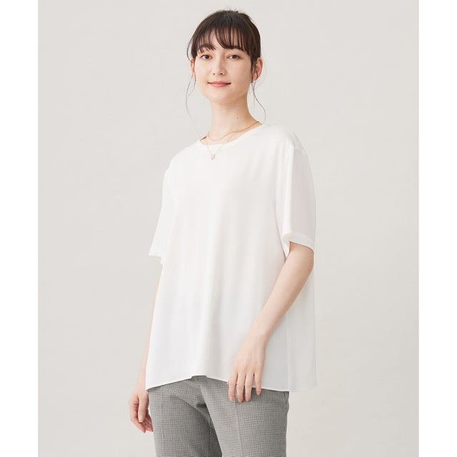 【洗える】サテンアムンゼン Tシャツ （オフ）
