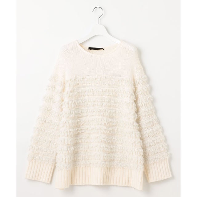 【PREMIUM KNIT COLLECTION】スパンコールコンビ ニット （オフ）