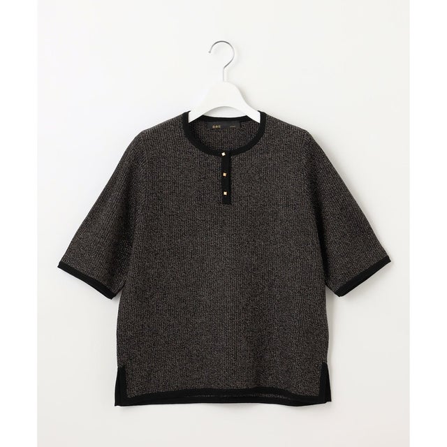 【PREMIUM KNIT COLLECTION】シャイニーミックスプルオーバー ニット （ブラックラメ）