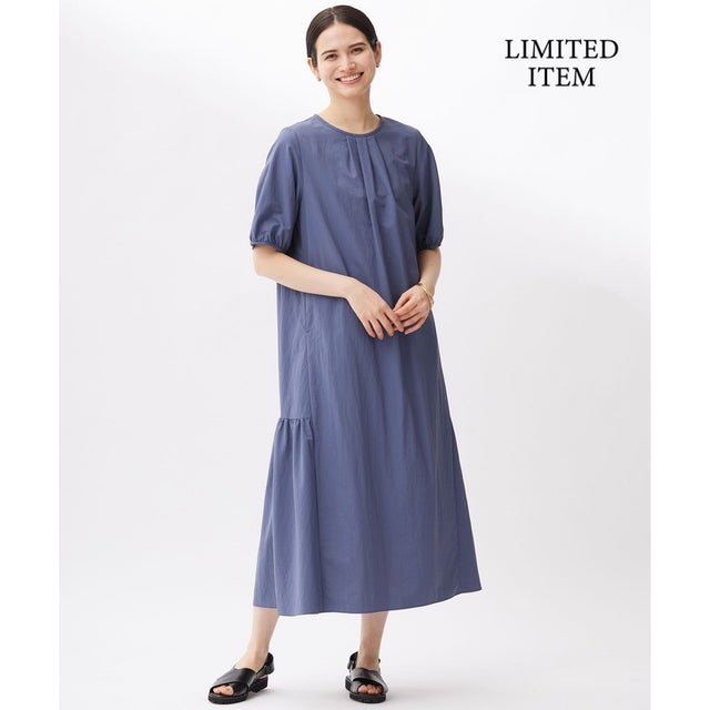 【カタログ掲載・WEB限定・接触冷感・UVカット・洗える】ファンクショナル ドレス （ライトネイビー）