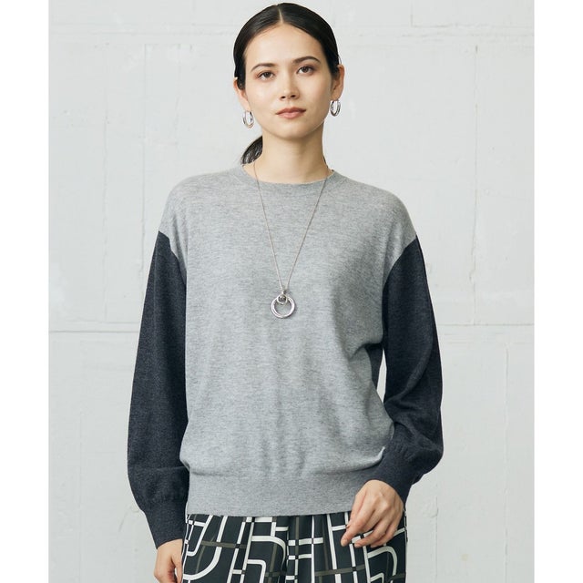 【カタログ掲載・洗える】ファインウールカシミヤクルーネック ニット （グレー系）