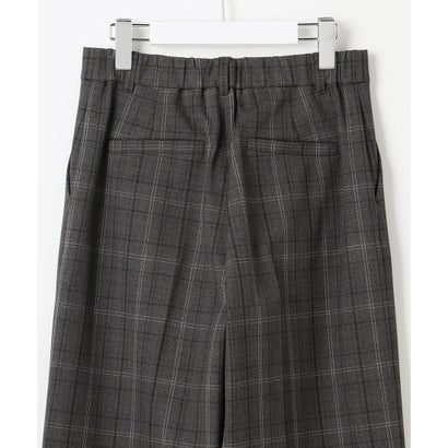【洗える】TRギャバ裏起毛チェック柄ワイド パンツ （ブラウン系チェック）｜詳細画像
