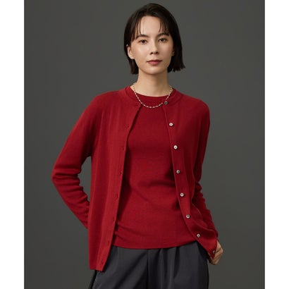 【SHIHOさん着用・アンサンブル対応可・上品ベーシック】リファインソフトニット カーディガン （レッド）｜詳細画像