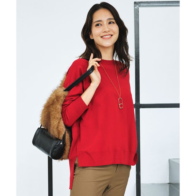 【定番・人気素材・JIYUKU STAFF SELECT COLOR】レーヨンストレッチラメミックスアソート ニット （レッド(ラメ無し)）