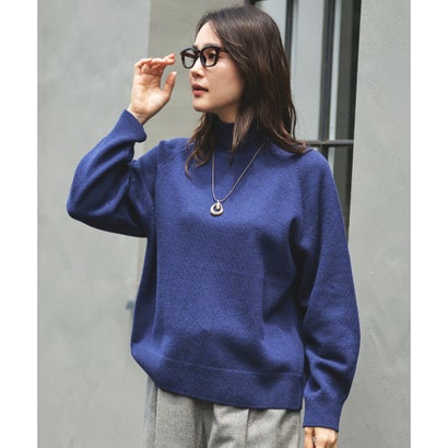 【カタログ掲載】ウールカシミヤブレンドソリッドハイネック ニット （ネイビー）｜詳細画像