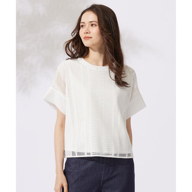 【洗える】レースエッジ Tシャツ&タンクトップセット トップス （オフ）