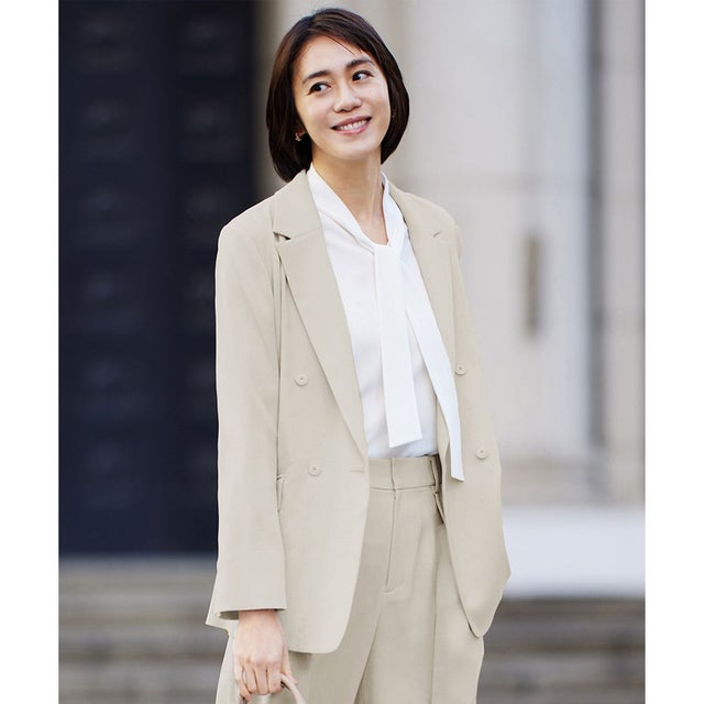 【セットアップ対応・接触冷感・洗える】リネンライクシンセティックテーラード ジャケット （フラックス）