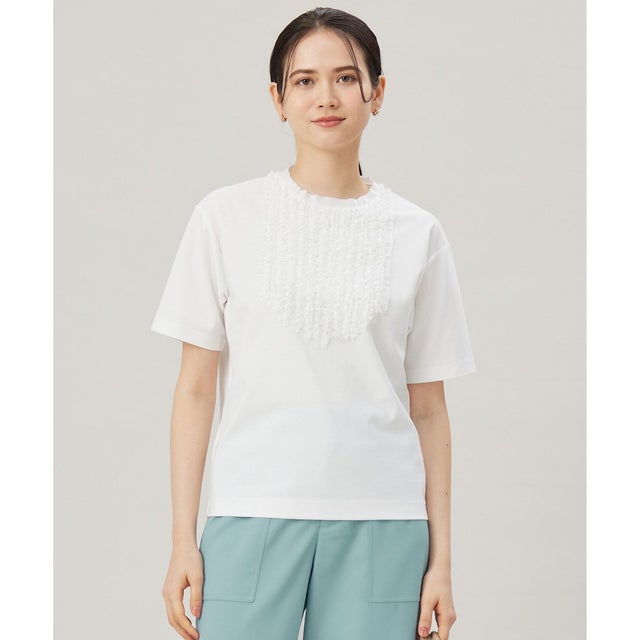 【接触冷感・UVカット・速乾性・洗える】ベビーフリル Tシャツ （オフ）