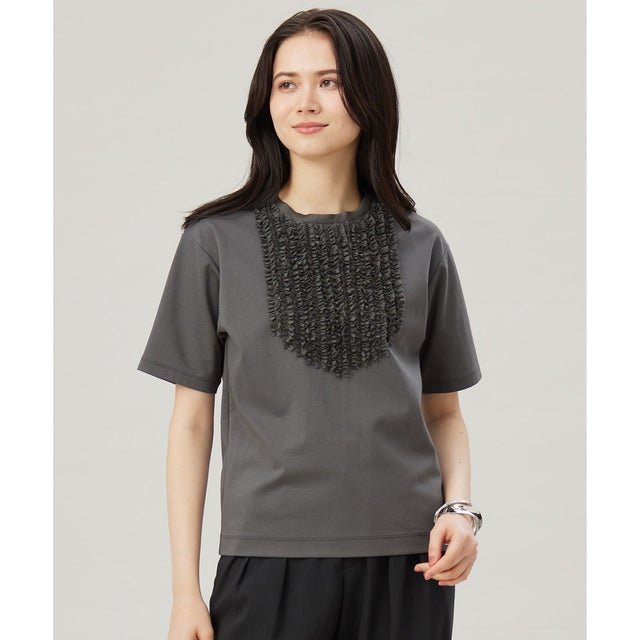 【接触冷感・UVカット・速乾性・洗える】ベビーフリル Tシャツ （スレート）