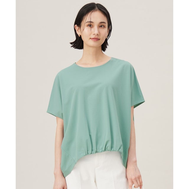 【接触冷感・UVカット・吸水速乾・抗菌防臭・洗える】ハイカウントフォルム Tシャツ （フロスティグリーン）